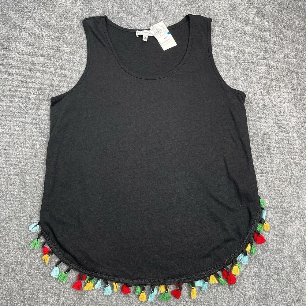 Neiman Marcus Tasseled Sleeveless Top Womens XL Linen Viscose Tank NEW W Tags